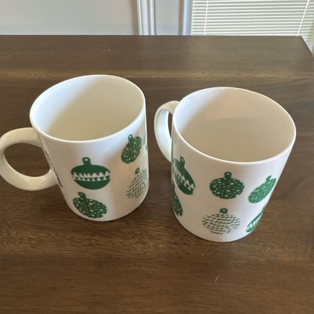 Starbucks Christmas Mugs 2016 Holiday Ornaments Tea Coffee Cups 12 Oz Set Of 2